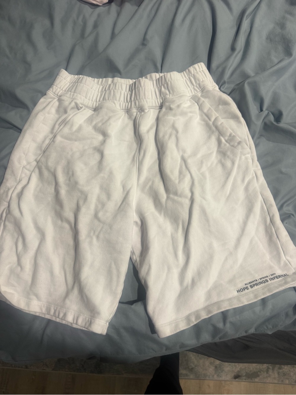 All Saints White Elastic-Waist Athletic Shorts